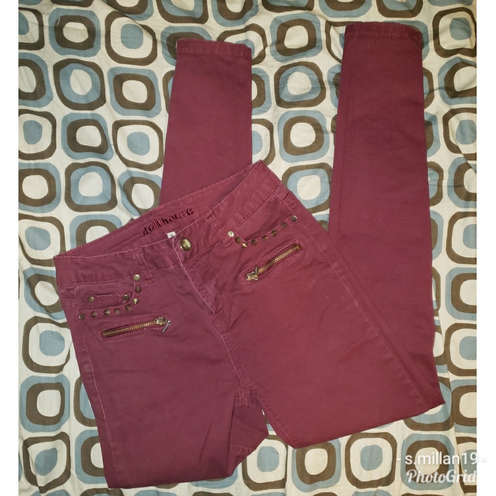 Dollhouse Burgundy Skinny jeans